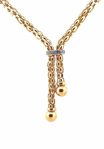 Collier Collier maille Popcorn à pompons en or 18 carats 58 Facettes