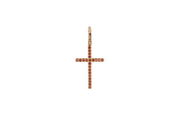 Pendentif Oro Giallo Pendentif croix en or jaune 18 ct avec pierres 58 Facettes CND101