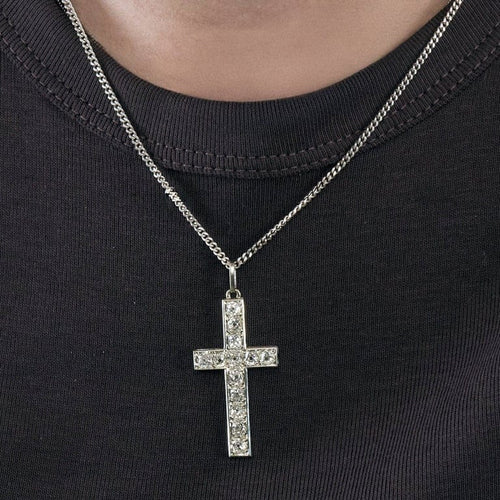 Pendentif Pendentif croix en or blanc 18 carats pavé de diamants 58 Facettes 58FC165