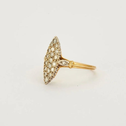 Bague 57 Bague marquise or gris et jaune pavée de diamants 58 Facettes GU25