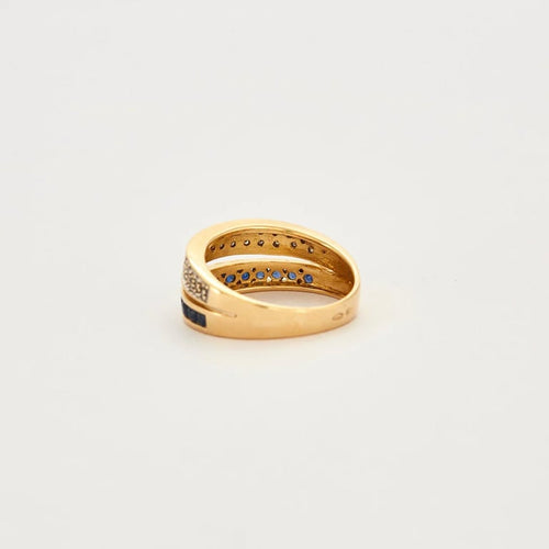Bague 54 Bague or jaune 18 carats sertie de diamants et saphir 58 Facettes