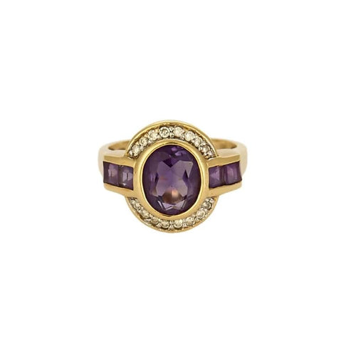 Bague 54 Bague en or jaune , améthyste et diamants 58 Facettes SAI0769