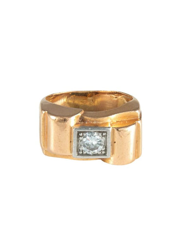 Bague 53 Bague Tank or jaune et Diamant 58 Facettes