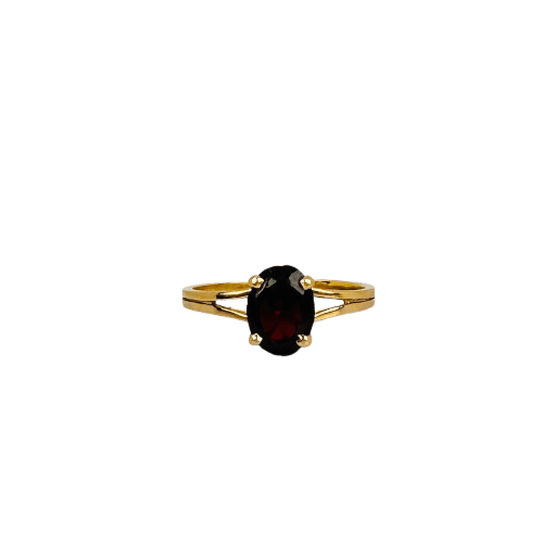 Bague Bague solitaire vintage en or 18k avec grenat ovale 58 Facettes 2508017