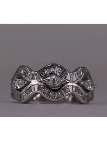 Bague 55 Bague Waves Or blanc et Diamants 58 Facettes RNG2506