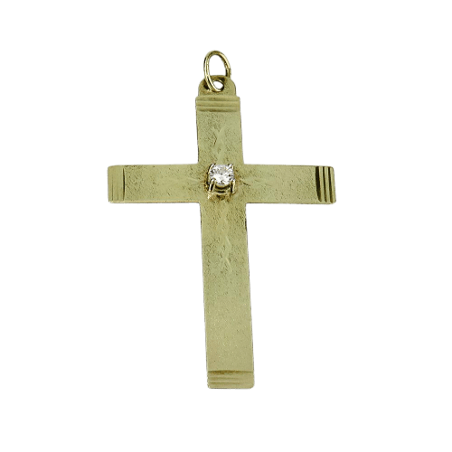 Pendentif Pendentif croix - Pendentif en or jaune 14 K et diamant 58 Facettes 1966