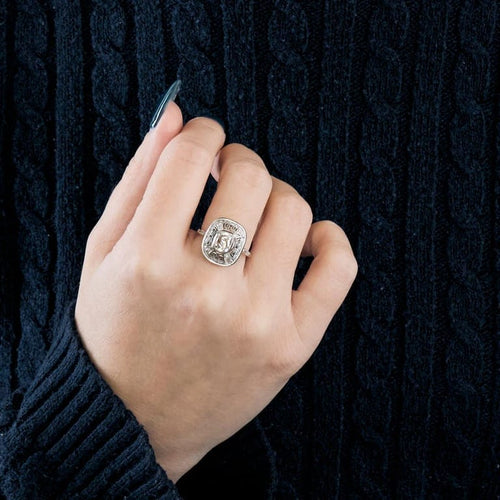 Bague 53 Bague Art Déco - Bague en platine et diamants 58 Facettes LJ4