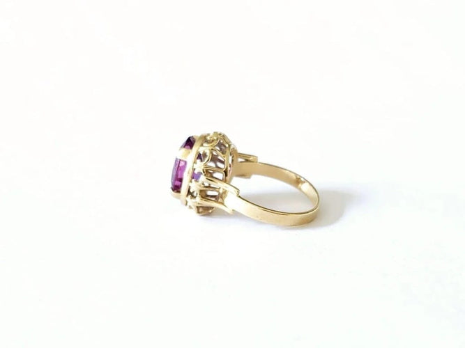 Bague 53 Bague améthyste 2.10 carats en or jaune 18 carats 58 Facettes