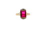 Bague 52 Bague Art déco pierre rouge en or jaune et or blanc 58 Facettes 3886