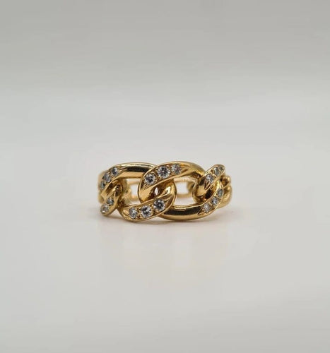 Bague 54.5 Bague or jaune 18 carats sertie de diamants 58 Facettes