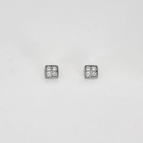Boucles d'oreilles Boucles d’oreilles clous carrées en or blanc 18k et diamants 58 Facettes AB36