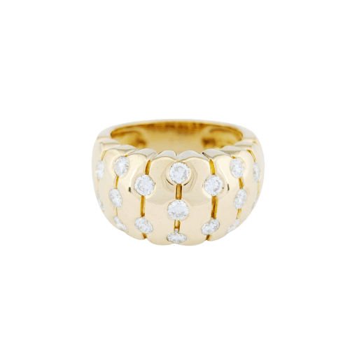 Bague 56 Bague large pavée de diamants en or jaune 18 carats 58 Facettes 34524