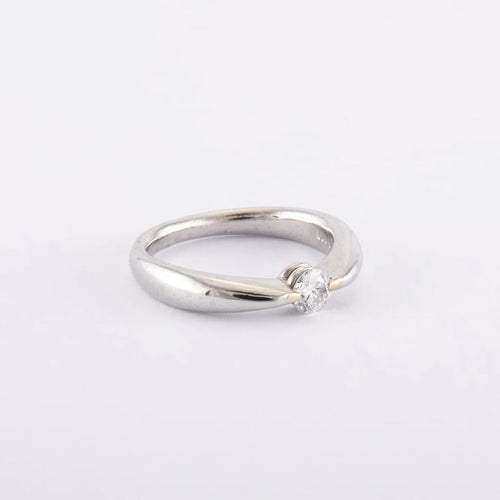 Bague 51 / Blanc/Gris / Platine 900 Bague Solitaire 0.25 carat 58 Facettes 140490R