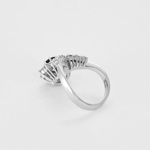 Bague 52.5 Bague aigrette en or blanc 18k et diamants, saphir 0,50 ct 58 Facettes BA31