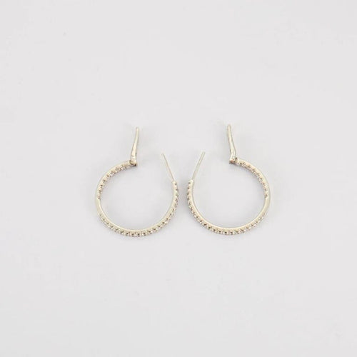 Boucles d'oreilles Créoles en Or blanc &  diamants 58 Facettes