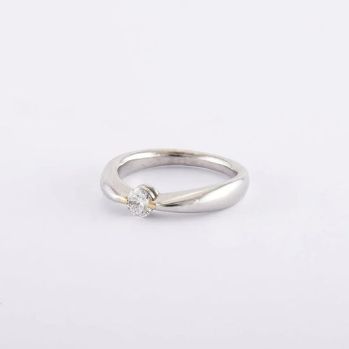 Bague 51 / Blanc/Gris / Platine 900 Bague Solitaire 0.25 carat 58 Facettes 140490R
