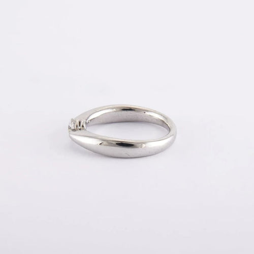Bague 51 / Blanc/Gris / Platine 900 Bague Solitaire 0.25 carat 58 Facettes 140490R