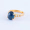 Bague 52 Bague saphir cabochon en or jaune 18k et diamants 58 Facettes ALGU02