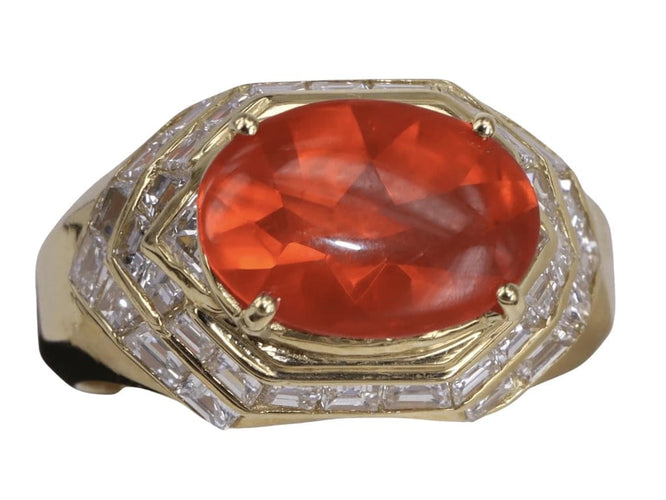 Bague Bague en or jaune déclaration art déco Mandarin Garnet 58 Facettes BA-1155