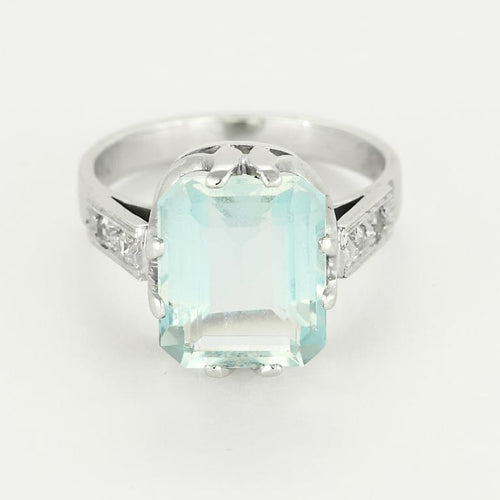 Bague 51 Bague en or blanc, aigue marine et diamants 58 Facettes COMP1392
