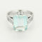 Bague 51 Bague en or blanc, aigue marine et diamants 58 Facettes COMP1392