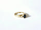 Bague 53 Bague godronnée en or jaune 18k saphir bleu et diamants 58 Facettes