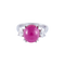 Bague 51 Bague - Rubis cabochon et deux diamants en or gris 18k 58 Facettes ALGU03