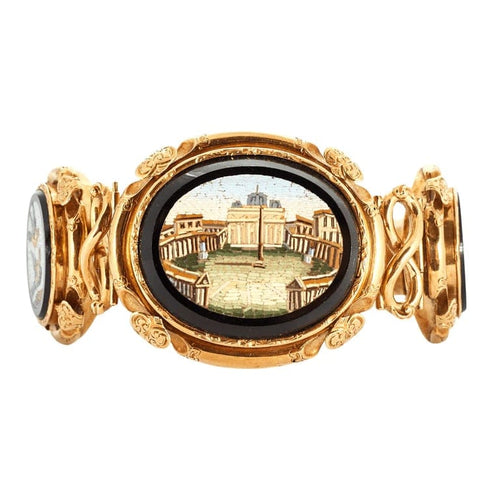 Bracelet Bracelet Napoléon III en or jaune et micro-mosaïques 58 Facettes AB67