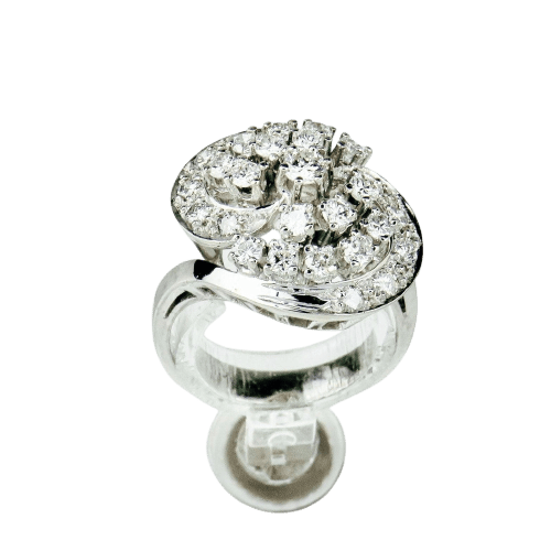 Bague 50 Bague en or blanc 14 carats avec diamants taille brillant 58 Facettes 2319
