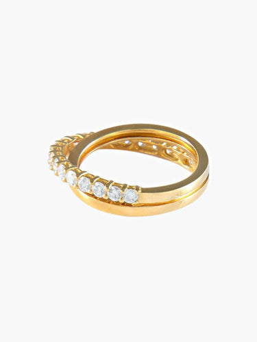 Bague 54 Alliance demi-tour entrelacée en or jaune et diamants 58 Facettes 402 50014