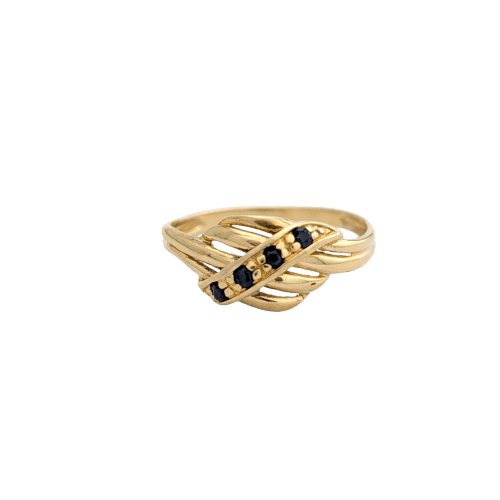 Bague 53 Bague entrelacs en or jaune 18 carats et saphirs bleus 58 Facettes 34677