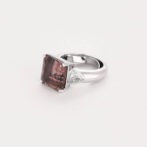 Bague 44 Bague - Tourmaline rose taille carrée en or blanc 18k et diamants 58 Facettes LJ25-332
