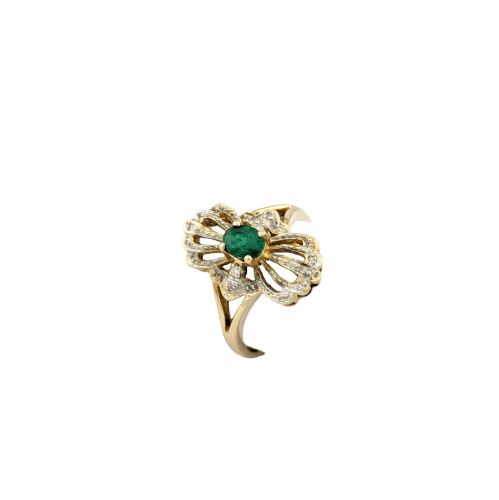 Bague 53 Bague en or jaune 18 carats et émeraude, 2 diamants 58 Facettes 32693