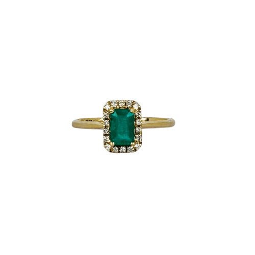 Bague Bague vintage en or jaune 18k avec émeraude et diamants 58 Facettes 2601010