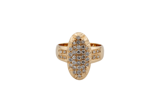 Bague Bague en or jaune 18 ct pavée de diamants 58 Facettes ANL825