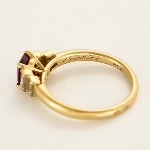 Bague 48.5 Cartier- Bague en or jaune, diamants et rubis 58 Facettes B250351