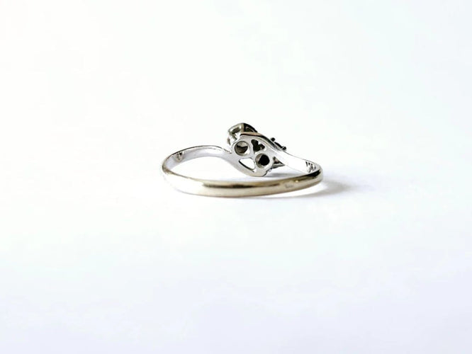 Bague 53 Bague toi et moi en or blanc 18 k avec diamant et saphir 58 Facettes