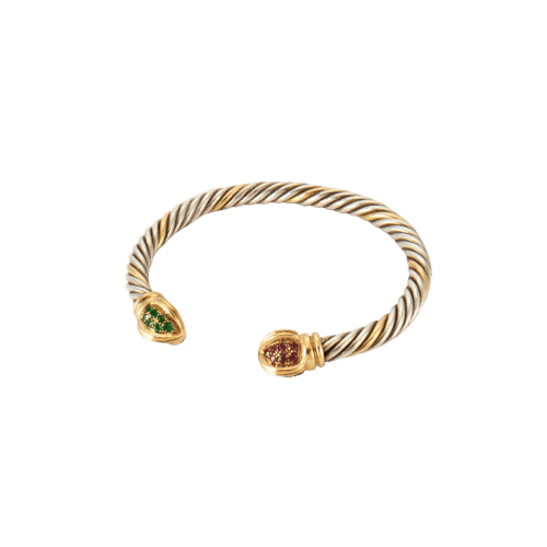 Bracelet Bracelet torque en or jaune 18k et rubis, émeraudes 58 Facettes ALGU15