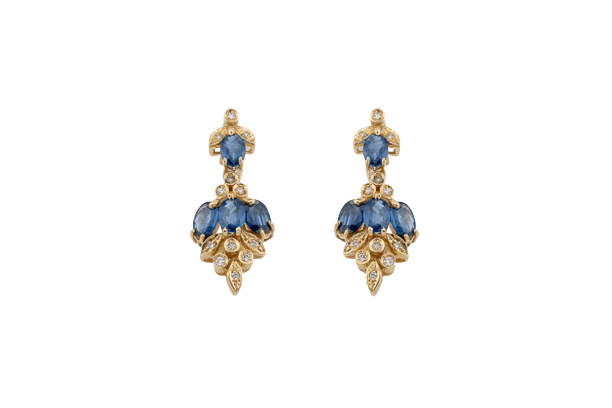 Boucles d'oreilles Boucles d’oreilles pendantes en or jaune 18 kt, saphirs et diamants 58 Facettes orc58