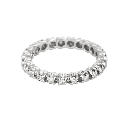 Bague 52 Alliance américaine en or blanc et diamants 58 Facettes CAN1473