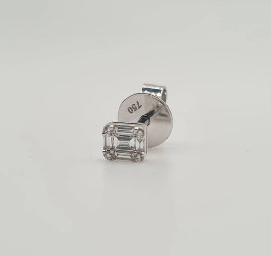 Boucles d'oreilles Boucles d’oreilles or blanc serties de diamants baguettes 58 Facettes