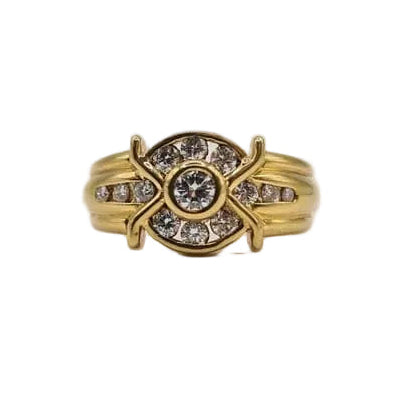 Bague 54 Bague or jaune 18 carats sertie de diamants 58 Facettes