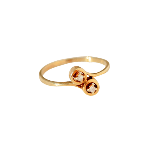 Bague 54 Bague vintage - Diamants en or jaune 14 carats 58 Facettes