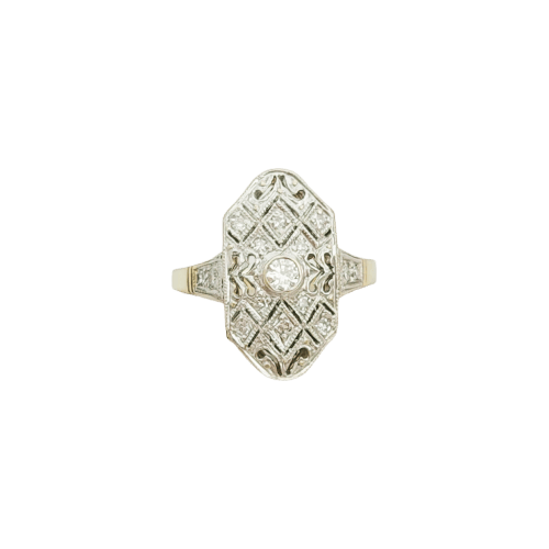 Bague 54 Art déco - Bague en or jaune 14K et diamants 58 Facettes 3143