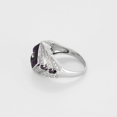 Bague 55 Bague en or blanc, améthyste et diamants 58 Facettes DIE1865