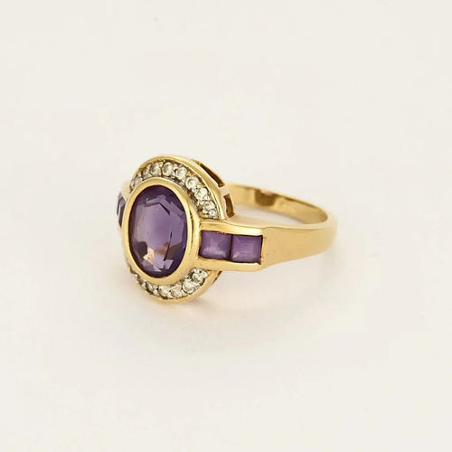 Bague 54 Bague en or jaune , améthyste et diamants 58 Facettes SAI0769
