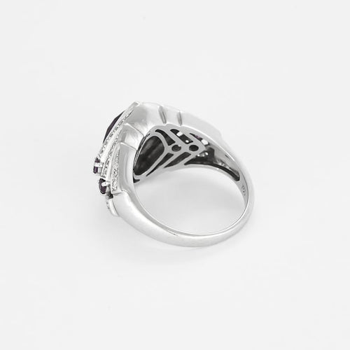 Bague 55 Bague en or blanc, améthyste et diamants 58 Facettes DIE1865