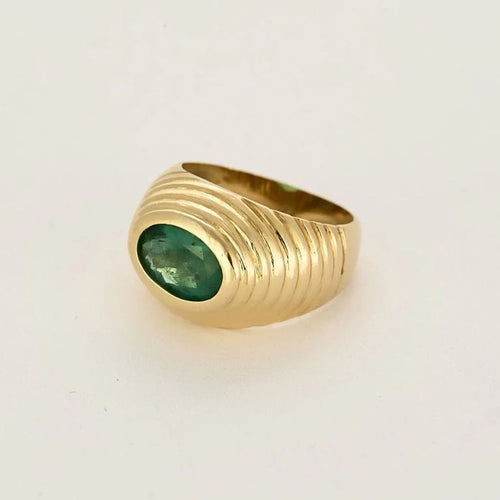 Bague 54 Bague dôme en or jaune et émeraude 58 Facettes TAR1358