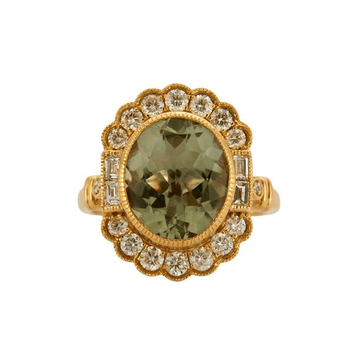 Bague 53.5 Bague or jaune 18 carats tourmaline et diamants 58 Facettes