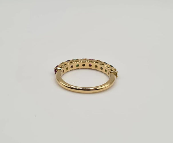 Bague 51.5 Bague or jaune et saphir multi-couleur 58 Facettes